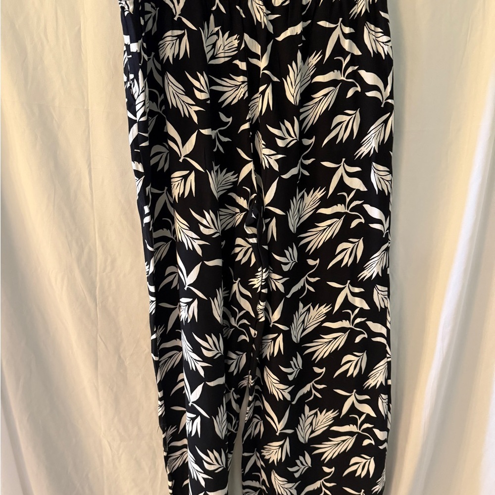 LOFT Monochrome Leaf Pattern wide leg trousers size L - Picture 5 of 7